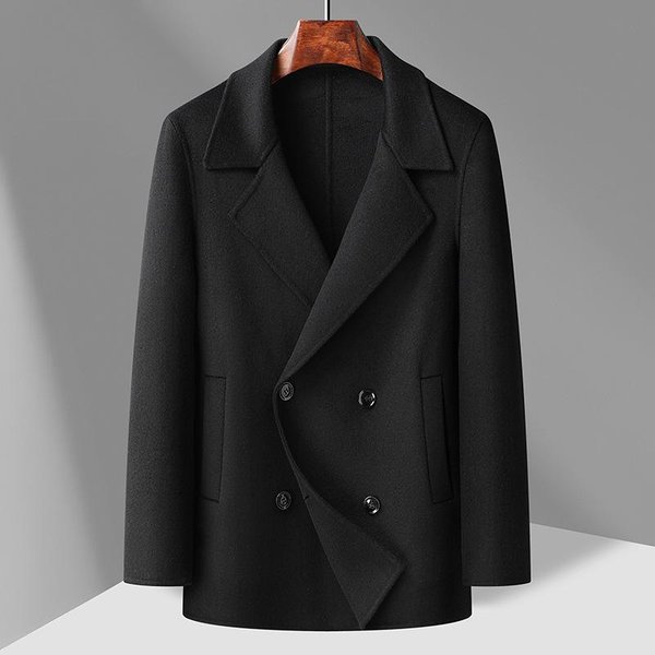 Abrigo De Lana Corto De Doble Botonadura Y Doble Cara Para Hombre, Nuevo Abrigo De Lana Para JóVenes De OtoñO E Invierno 4XL-image