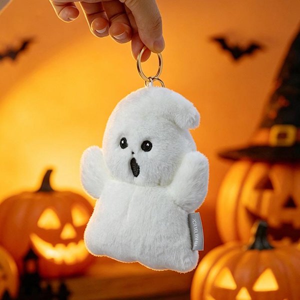 Zabawne Pluszowe Duchy Na Halloween MięKkie Wypchane KreskóWkowe BiałE Duchy Lalki WisząCe Urocze Breloczki Dekoracje Do Toreb Dekoracje Na Imprezę Halloweenową 15Cm-image