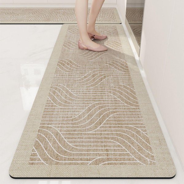 Dywan Do Korytarza Nowoczesny I Prosty ChłOnny Mata PodłOgowa Do ŁAzienki Kuchni ŁAtwa W Czyszczeniu Dekoracja Domu 40X60CM (1.3X2FT Beige-image