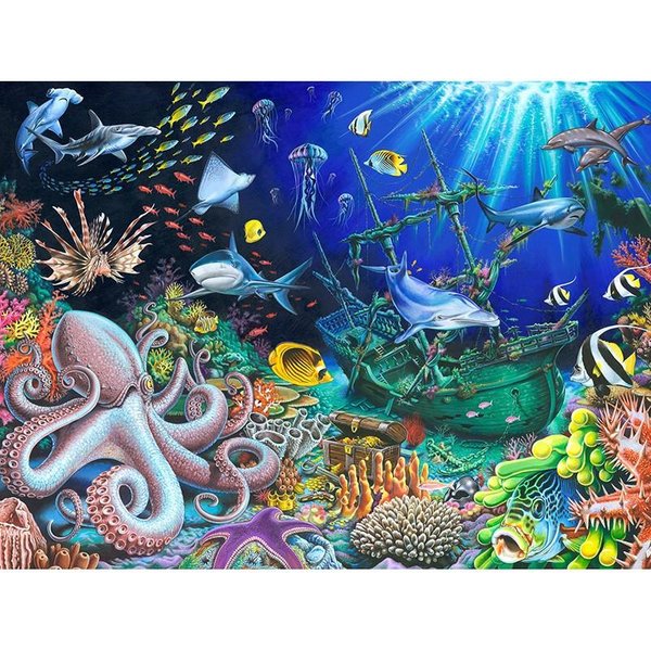 5D DIY Diamante Pintura Animales Submarinos Bordado Mosaico Punto De Cruz DecoracióN De Diamantes De ImitacióN 20X30CM-image