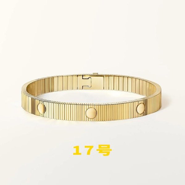 Stal Nierdzewna Tytanowa Bransoletka MężCzyźNi Kobiety Geometryczny Pasek ŚRuba Design Minimalistyczna Regulowana Bransoletka BiżUteria Gold Lightweight Feel 17Cm Beige-image