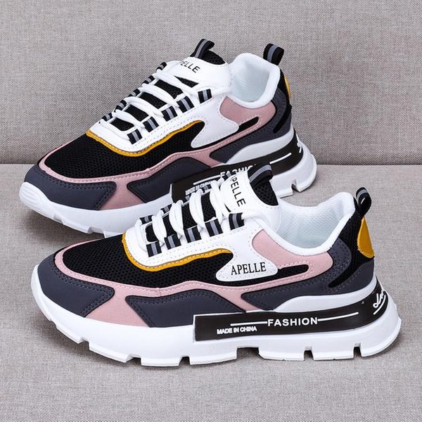 Zapatos Casuales De Mujer Amantes Cuero Papá Plataforma Zapatillas Gruesas Harajuku Suela Gruesa Plana Tenis CuñA Blancas Cesta Caminar 39 Negro-image