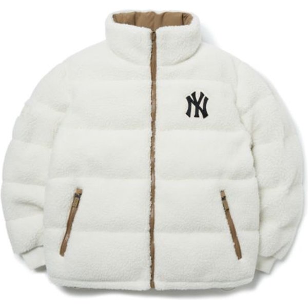 MLB New York Yankees Chaqueta De PlumóN Acolchada Reversible De Forro Polar De Cordero Invierno Corta Unisex Blanca 3ADJR0116-50CRS S White-image