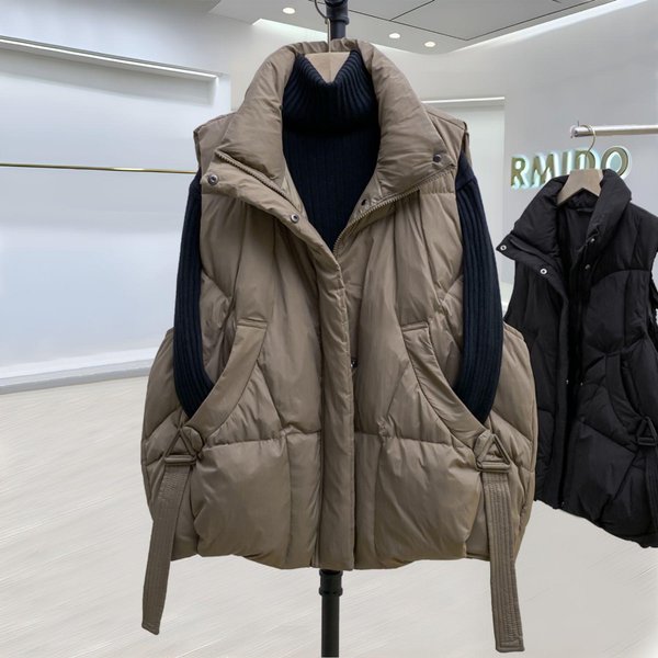 Jesień I Zima Kamizelka Puchowa Damska Moda Damska Kurtka Puchowa Kamizelka Kurtka Trend Xxxl Kawowy-image