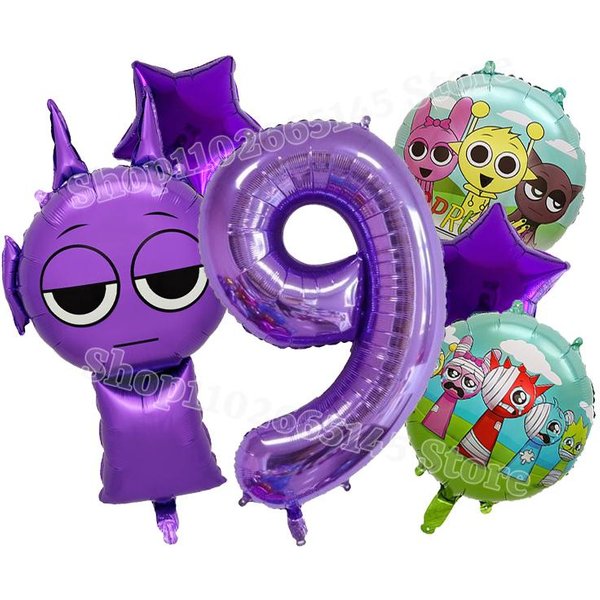 Sprunki Urocze Balony Dzieci Nowa Cyfra 1-10 Dekoracja Imprezowa ChłOpcy Dziewczynki Urodziny Baby Shower Ujawnienie PłCi Balony Prezent Dla Dzieci-image
