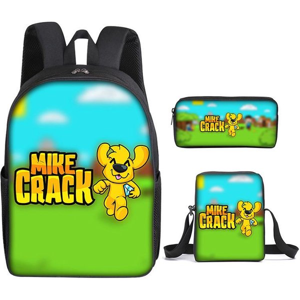 Mochila Mikecrack Escuela Primaria Y Secundaria Bolso Escolar Mochila Estampada Bolso Estuche Tres Piezas Satchel-image