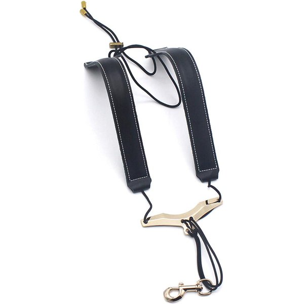 Regulowany Pasek Na Ramię Do Saksofonu SkóRzany Pasek Do Saksofonu Do SaksofonóW Altowych / Tenorowych / Sopranowych Czarny-image
