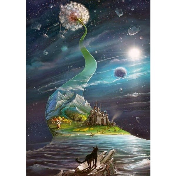 Pintura De Diamantes IlusióN Diente De LeóN Planetario Punto De Cruz Bordado De Diamantes DecoracióN Del Hogar PedreríA 20X30CM-image