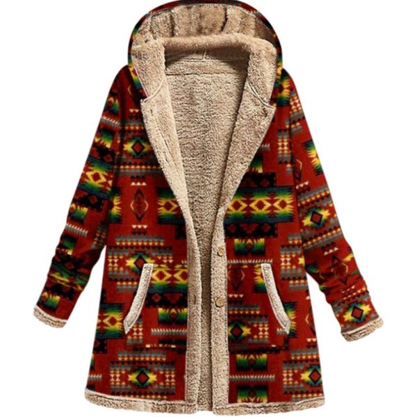 Damski Zimowy CiepłY PłAszcz Swobodny Patchwork LuźNy Boho Kurtka Damska DłUgi RęKaw Z Kapturem Odzież Wierzchnia Moda Streetwear Damskie Ubrania XS Beige-image