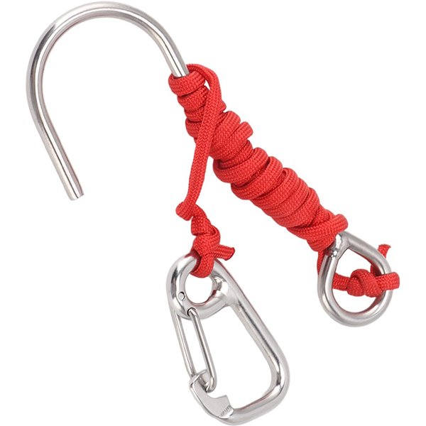 Buceo Acero Inoxidable Gancho Simple Buceo Gancho De Arrecife Con CordóN Hebilla De LiberacióN RáPida Rojo-image