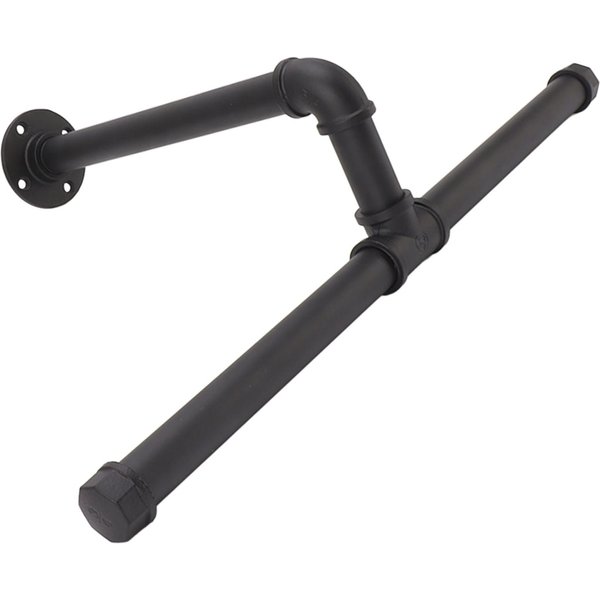 Perchero De Pared Flotante De TuberíA De Hierro Perchero Para Abrigos Y Sombreros Perchero Multifuncional Negro-image