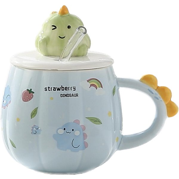 Kreatywny KreskóWkowy Kubek Ceramiczny Dinozaur SłOdki Kubek Dla Pary Wysoko WygląDająCy Kubek Do Mleka I Kawy Personalizowany Kubek Do Picia 460Ml-image