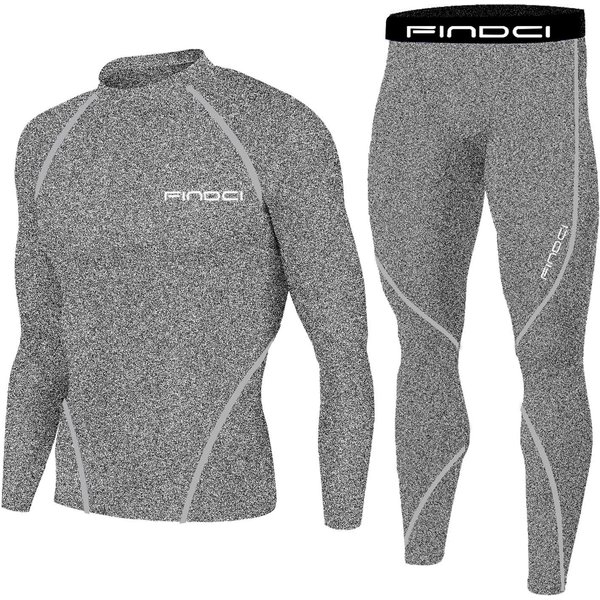 CháNdal Para Hombre Conjuntos De Camisetas De CompresióN Pantalones Ajustados Negros Camisetas De Manga Larga Pantalones Largos Trajes Deportivos M Gray-image