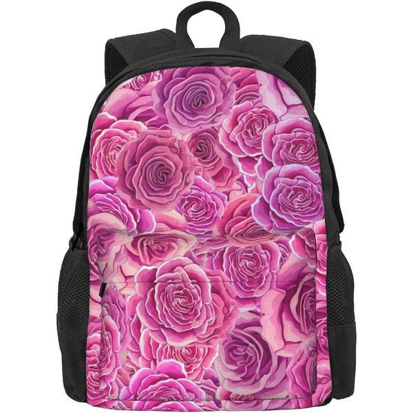 RóżE Kwiatowy Plecak RóżOwe Kwiaty Nadruk Plecaki PodróżNe Kobiety MężCzyźNi Kawaii Szkolne Torby Design DużY Plecak 36X32X10Cm-image