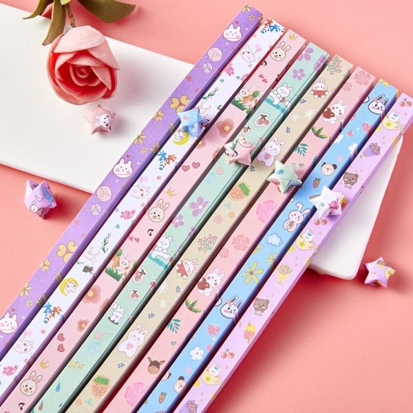 540 Hojas De Estrellas De Papel Para Origami, Manualidades De Bricolaje, Tiras De Papel De Estrellas De La Suerte Para Origami, Para Manualidades Con Papel Pink-image