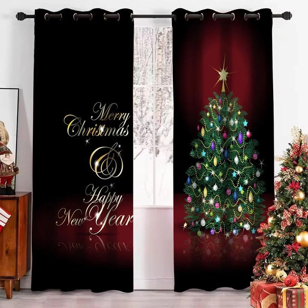 Cortinas Finas Rojas De MuñEco De Nieve NavideñO Y áRbol De Nieve Para DecoracióN De Sala De Estar Y Dormitorio, 2 Piezas, EnvíO Gratis 50W160H(Cm)X2Panel&Grommet Top Gris Claro-image