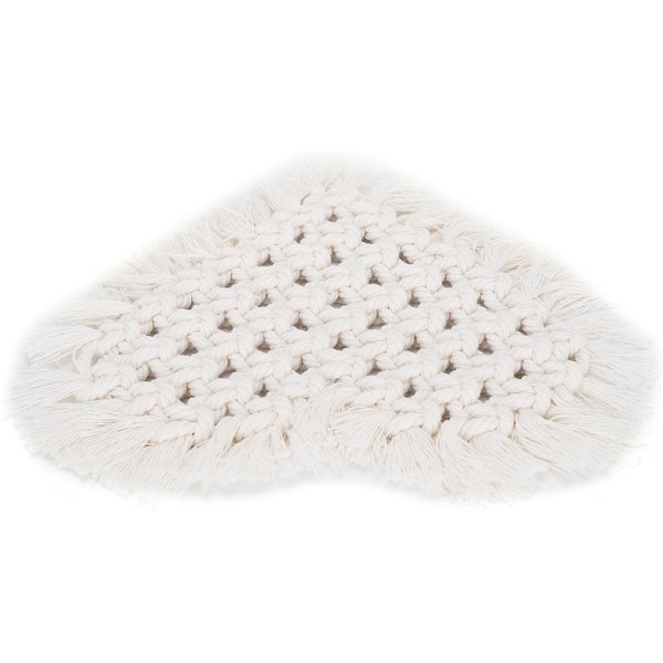 Posavasos Forma De CorazóN Material De AlgodóN Mantel Tejido A Mano DecoracióN Antiescaldado Antideslizante Para Escritorio White-image