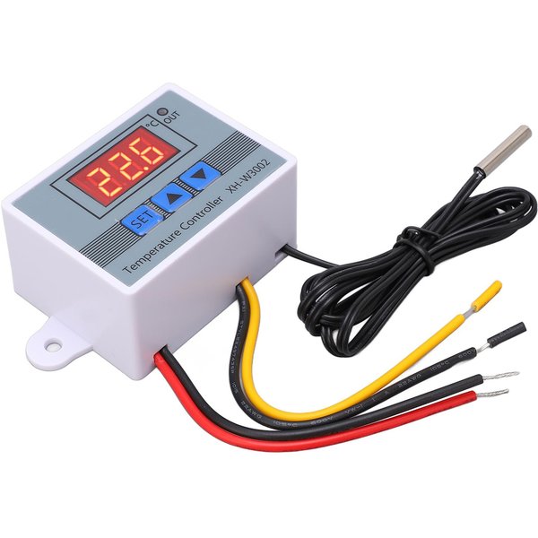 Cyfrowy Regulator Temperatury Termostat PrzełąCznik Ogrzewania ChłOdzenia Z Wodoodporną Sondą 10A 110‑220V 1500W Gray-image