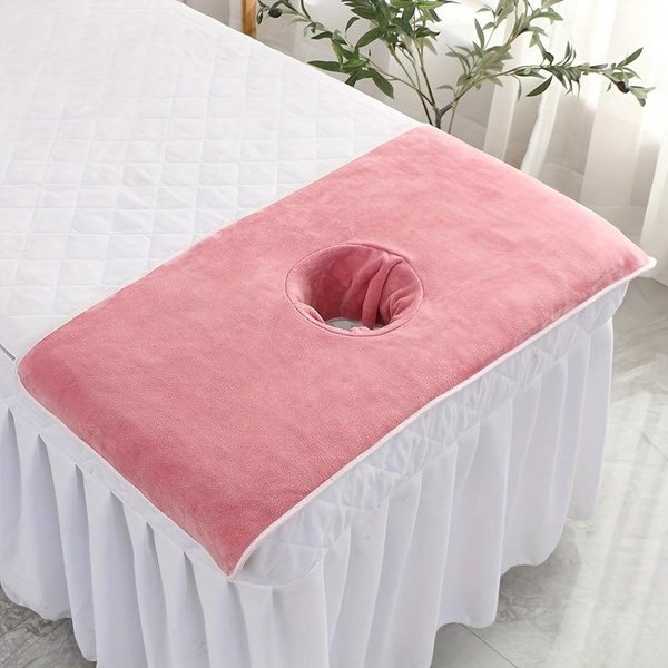 40*80Cm Pogrubiony Blat StołU Do MasażU Beauty SPA RęCznik Na Twarz Z Otworem Bandana Na ŁóżKo RóżOwy-image