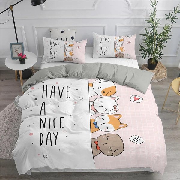 ColeccióN De Ropa De Cama De Dibujos Animados Gatos Lindos Estampados ColeccióN De Fundas NóRdicas 3D TamañO Individual Matrimonial Queen King Doble Funda De Almohada Ropa De Cama 23 Piezas Para NiñOs EU Double 200X200Cm-image