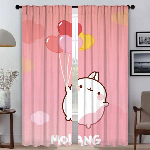 Cortinas De Cocina 2 Piezas Cortinas Molang Para Sala De Estar Estores De Cortina ParticióN DecoracióN De Halloween Tul Para Dormitorio CáMara W50Xh70Cmx2Pcs-Cl-image