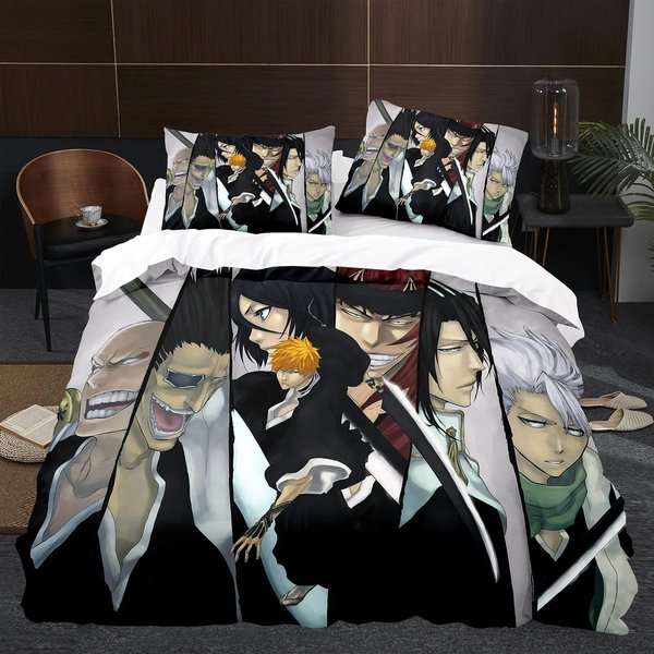 ColeccióN De Ropa De Cama Anime Bleach Colcha De Dibujos Animados Funda NóRdica Colecciones Con Ropa De Cama Individual Doble Queen King TamañO Individual DecoracióN Del Hogar NiñOs Kawaii EU Single(135X200Cm)-image