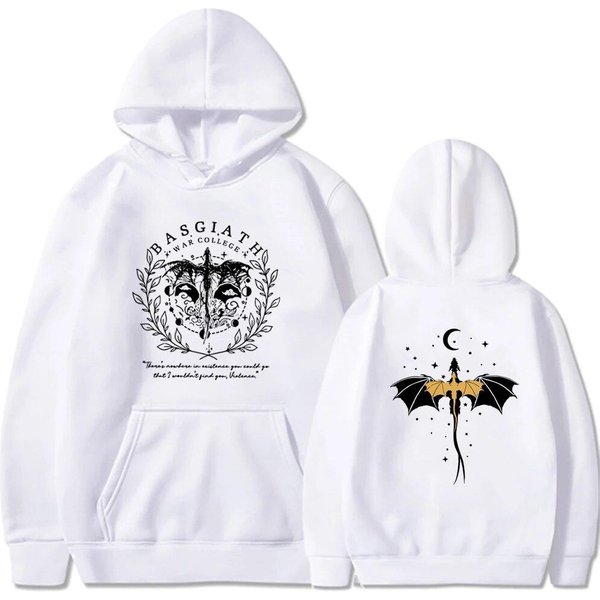 Fourth Wing Dwustronne Bluzy Z Kapturem Basgiath War College Bluza Z Kapturem Unisex Bluzy Z Kapturem Bookish Bluza Z Kapturem Z DłUgim RęKawem Swetry Top XL BiałY-image