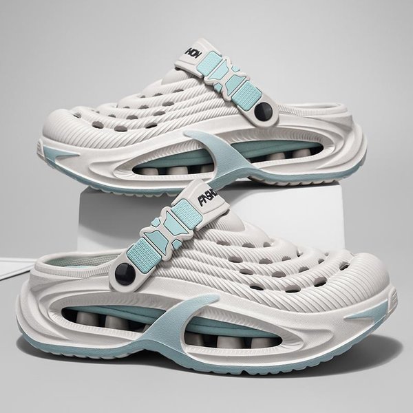 Zuecos De EVA Para Hombre Ligeros Puntera Cerrada Zapatos De JardíN Antideslizantes Suela Blanda Para Playa JardíN Verano Exterior Uso Diario Ligero 44 White-image