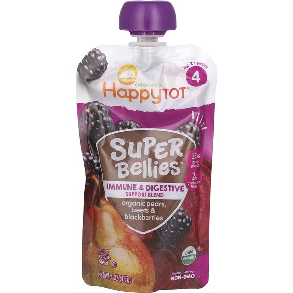 Happy Family Organics, Happy Tot, Super Bellies, Etapa 4, Pera, Remolacha, Mora, OrgáNico, 4 Oz (113 Gramos)-image