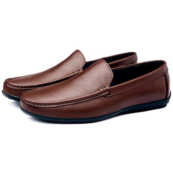 Zapatos NáUticos Para Hombre, Zapatos De Negocios Transpirables, Mocasines Para Hombre, Zapatos Planos, Calzado Casual De Cuero Genuino, Antideslizantes 39 MarróN-image