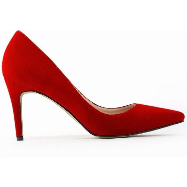 Nowe Damskie CzółEnka 8Cm Zamszowe Szpiczaste Noski Wysokie Obcasy Buty Modne Biuro Szpilki Impreza Wesele Buty Damskie Wygodne Damskie Obcasy 40 Czerwony-image