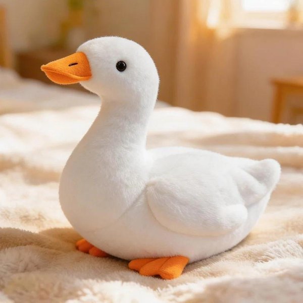Urocza Kaczka I Gęś Pluszowa Zabawka 2 Style BiałA Gęś I żółTa Kaczka Pluszowe ZwierząTko MięKka Puszysta Poduszka Na Prezenty. 25Cm-image