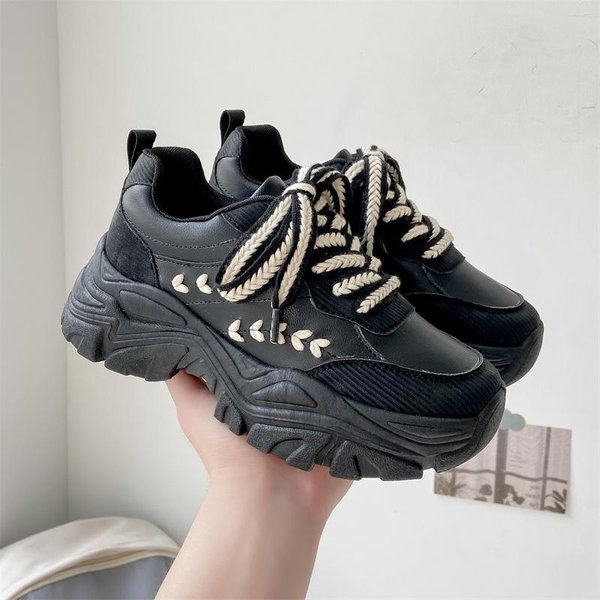 Zapatos De Papá Para NiñOs Primavera Nuevo Ins Plataforma Moderna VersáTil Zapatos Deportivos Para Estudiantes 40 Negro-image