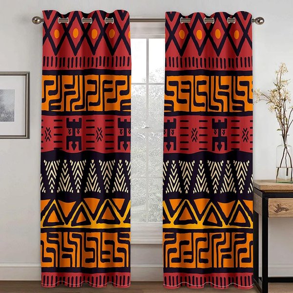 Cortinas 3D Mandala Boho Coloridas Con Flores Bohemias Y Rayas, 2 Paneles Para Dormitorio, Sala De Estar, Estilo éTnico Vintage. W60Xh100(Cm)X2Pcs&Rod Pocket-image