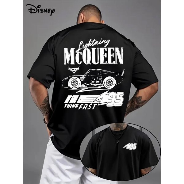 T-Shirt Z Nadrukiem BłYskawica Mcqueen 2026 MęSki I Damski Letni Nowy Harajuku DużY LuźNy Codzienny Top Z KróTkim RęKawem 2XL-image