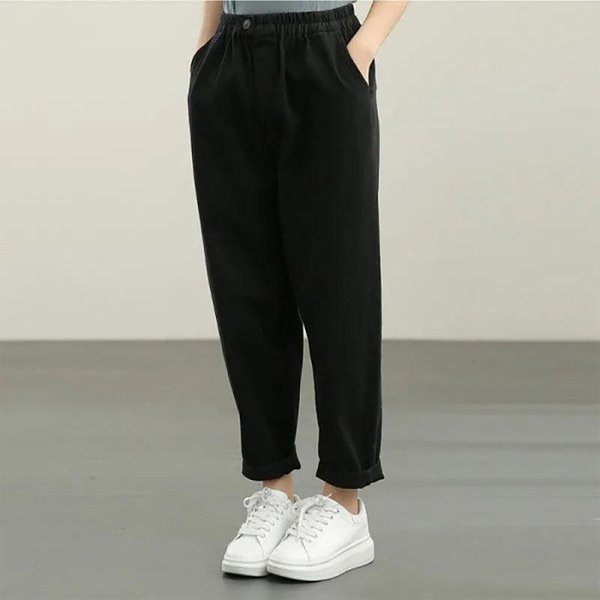 Pantalones De Pierna Ancha En Verano Nuevos Pantalones Drapeados Slim Tipo Nabo En Primavera Y OtoñO Sueltos Talla Grande BotóN Pantalones Casuales Para Mujer 4XL Gray-image