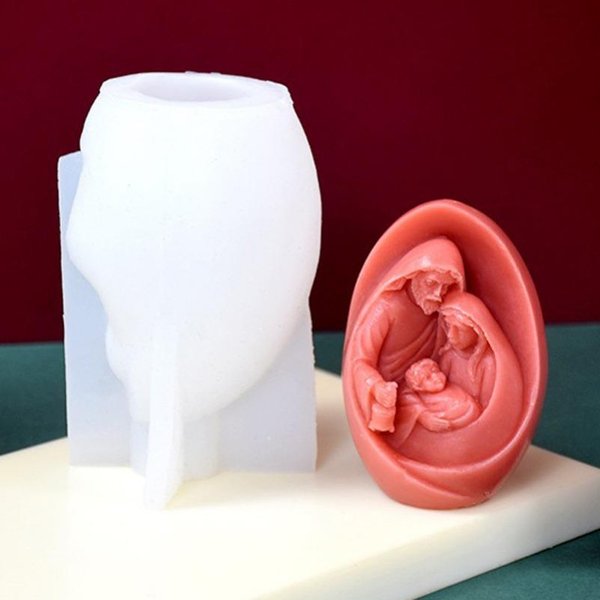 Forma Na śWiecę Silikonową Rodziny Jezusa 3D Statua Jezusa RzemiosłO Z Gipsu I żYwicy Forma Odlewnicza RęCznie Robione MydłO NarzęDzia Do Tworzenia Sztuki Cementowej White-image