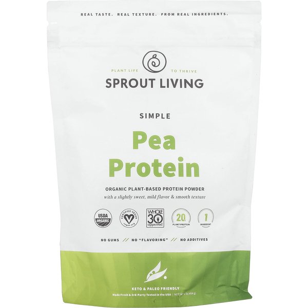Sprout Living, ProteíNa De Guisante Simple Y OrgáNica, Sin Sabor, 1 Lb (454 Gramos)-image