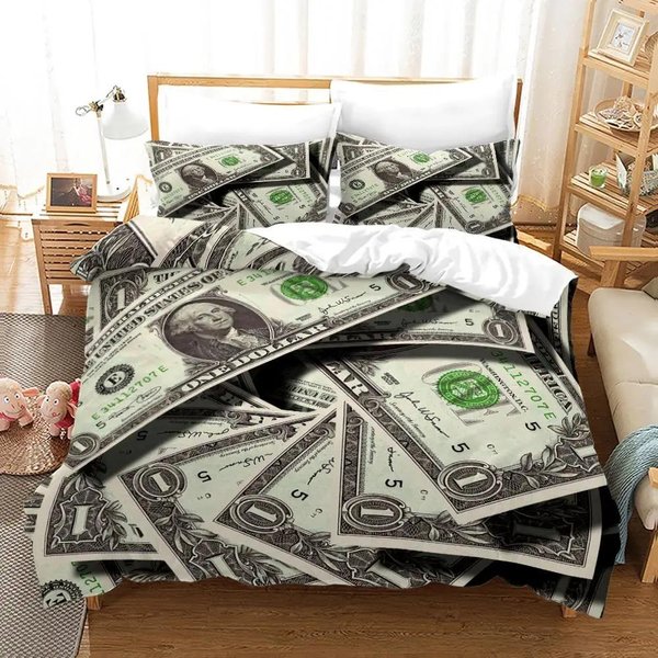 Kolekcja PośCieli Dollars Nadruk 3D Banknoty Poszewka Na KołDrę Tekstylia Domowe Rozmiar Jednoosobowy Twin PełNy King Z Poszewkami Na Poduszki Dropshipping 70X133Cm 2Pcs Black-image