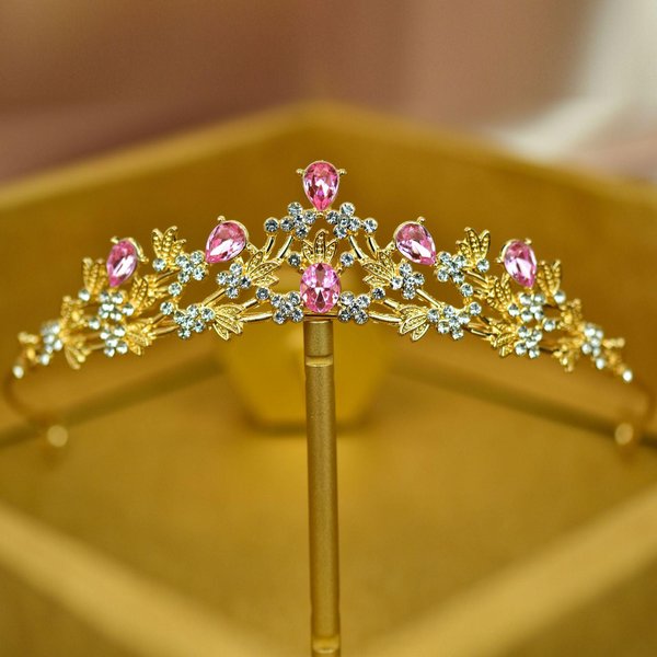 Nowa KryształOwa DziecięCa Korona KsiężNiczki Tiara Korona Dla Dziewczynki Urodzinowe Akcesoria Do WłOsóW Tiara Dla Dziewczynek Na WystęPy Sceniczne Brown-image