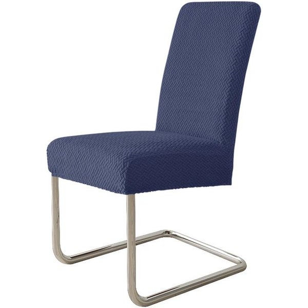 Funda Para Silla Cuatro Estaciones EláStica Sarga Funda Para Silla De Comedor Hogar Hotel Funda Antipolvo Para Silla De Comedor Funda Para Silla Sentido De Alta Gama 45*38*4Cm Azul Marino-image