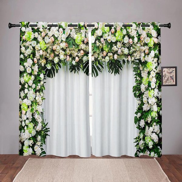Nowe Kolorowe Kwiatowe ZasłOny ZaciemniająCe Na Okno Dla Dzieci Do Sypialni, Salonu, ŁAzienki, Kuchni, Na Drzwi Domowe, Wysokie Zaciemnienie W55 X H120Cm X 2&Grommet Top-image
