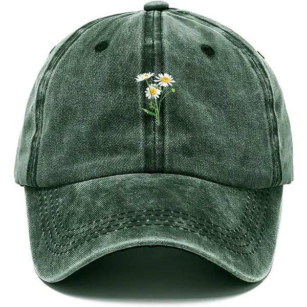 Gorra De BéIsbol Bordada Con Flores AlgodóN Lavado Vintage Gorra De Papá Moda Streetwear Hip Hop Ajustable Unisex Casual Gorra De Verano Black-image