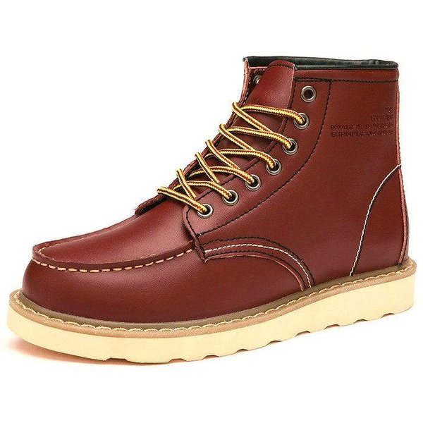 Botas Martin Para Hombre Casual BritáNico De Moda Zapatos De CañA Alta Cuero Genuino Pareja Botas De Trabajo Zapatos De Cuero De Punta Grande 45-image