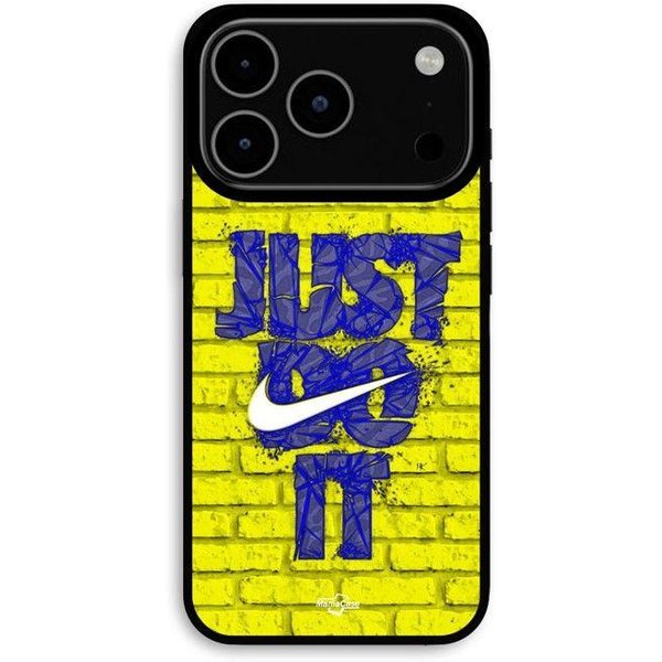 Funda Para Iphone 17 Pro Logo Just Do It Color Azul Frontal Amarillo Maniacase Negro-image