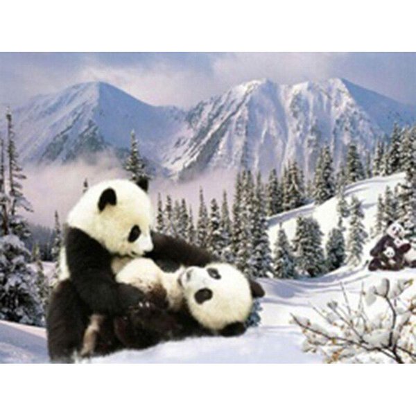 Pintura De Diamante Artesanal, Animal, Panda Gigante De China, Punto De Cruz, Bordado De Diamantes Con Incrustaciones De Diamantes De ImitacióN 20X30CM-image