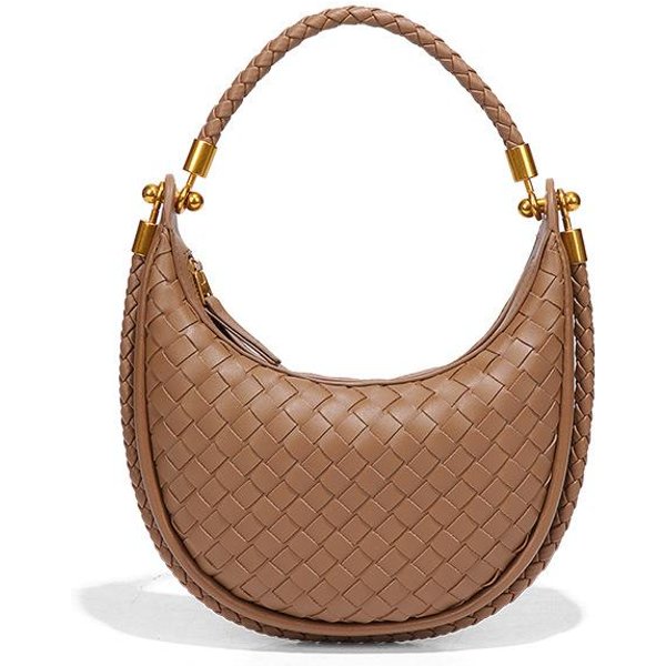 Codzienna Torebka, Torba Na Ramię I Pod Pachę, Modna Torebka Pleciona RęCznie, Retro Torba Crossbody, Torebka W KształCie PółKsiężYca Dla Kobiet Brown-image