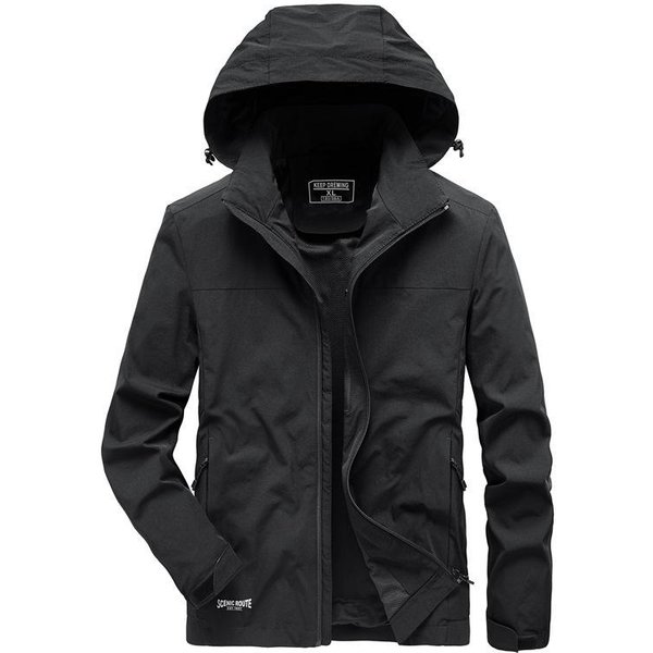 Chaqueta De Hombre Nueva De Primavera Y OtoñO Casual Con Capucha Moda Talla Grande Holgada Chaqueta De Hombre 4XL Black-image