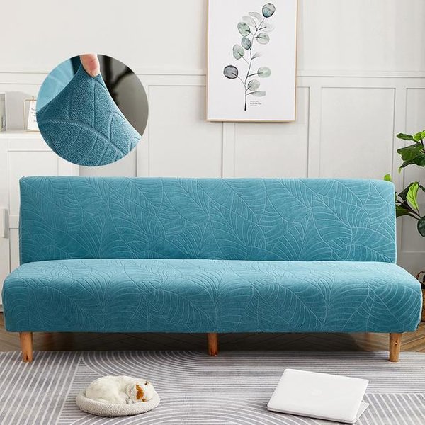 Delikatność żAkardowa Narzuta Na Sofę Strecth Narzuta Na Sofę Do Salonu Nowoczesny Pokrowiec Futon Zmywalne Pokrowce Na Sofy Do Domowego Hotelu Z Size 155-185Cm Niebieski-image