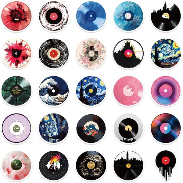50 Sztuk Naklejki Graffiti Na PłYty CD - Samoprzylepne Naklejki PVC Na Bagaż, Hulajnogi, Kubki I Komputery Recordingyourlife Store-image